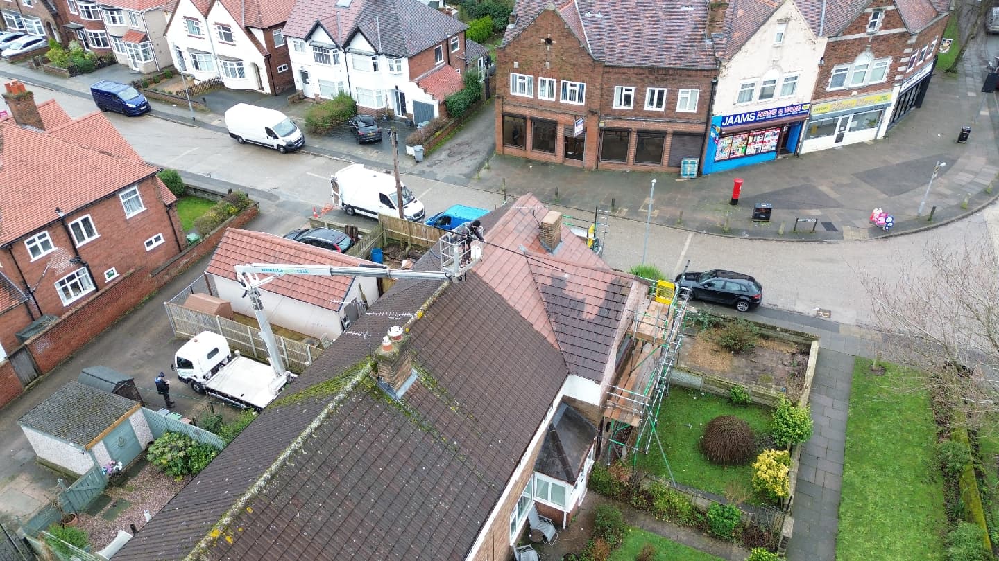 Total Gleam roof cleaning access equipment at a residential property